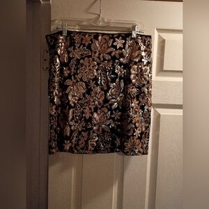 NWOT Boston Proper Black And Gold Sequin Skirt